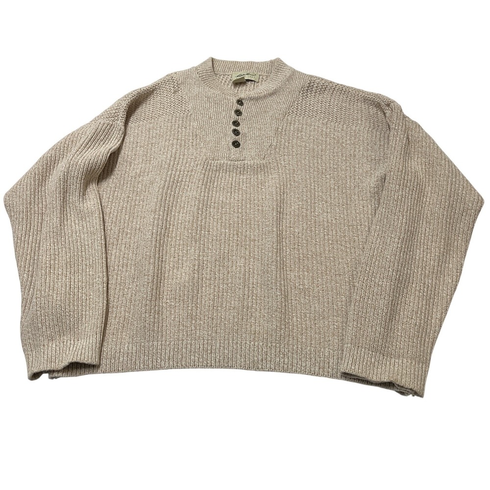 Vintage Eddie Bauer Sweater Beige 1/4 Button Pullover Fisherman Heritage Preppy - Picture 8 of 12